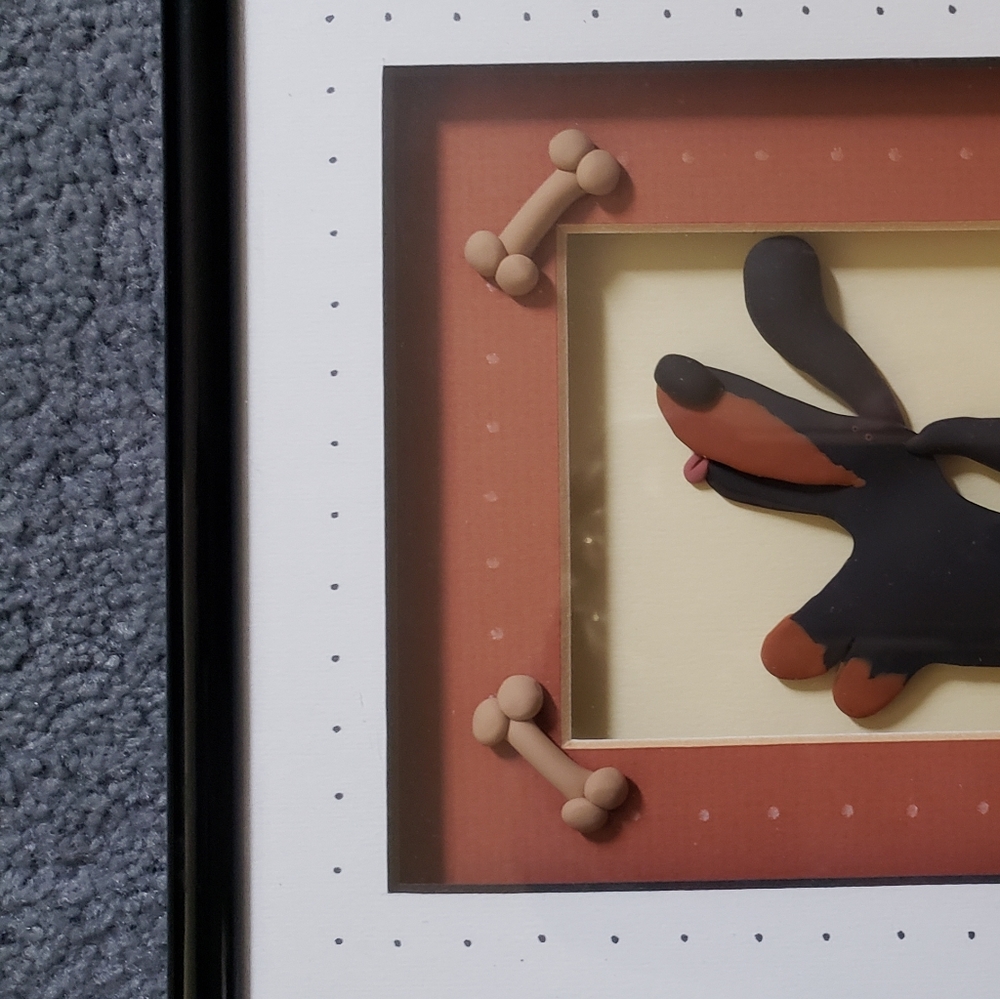 Anne Klocko Polymer Clay 3D Framed Artwork "Happy Dachshund" - Picture 14 of 14